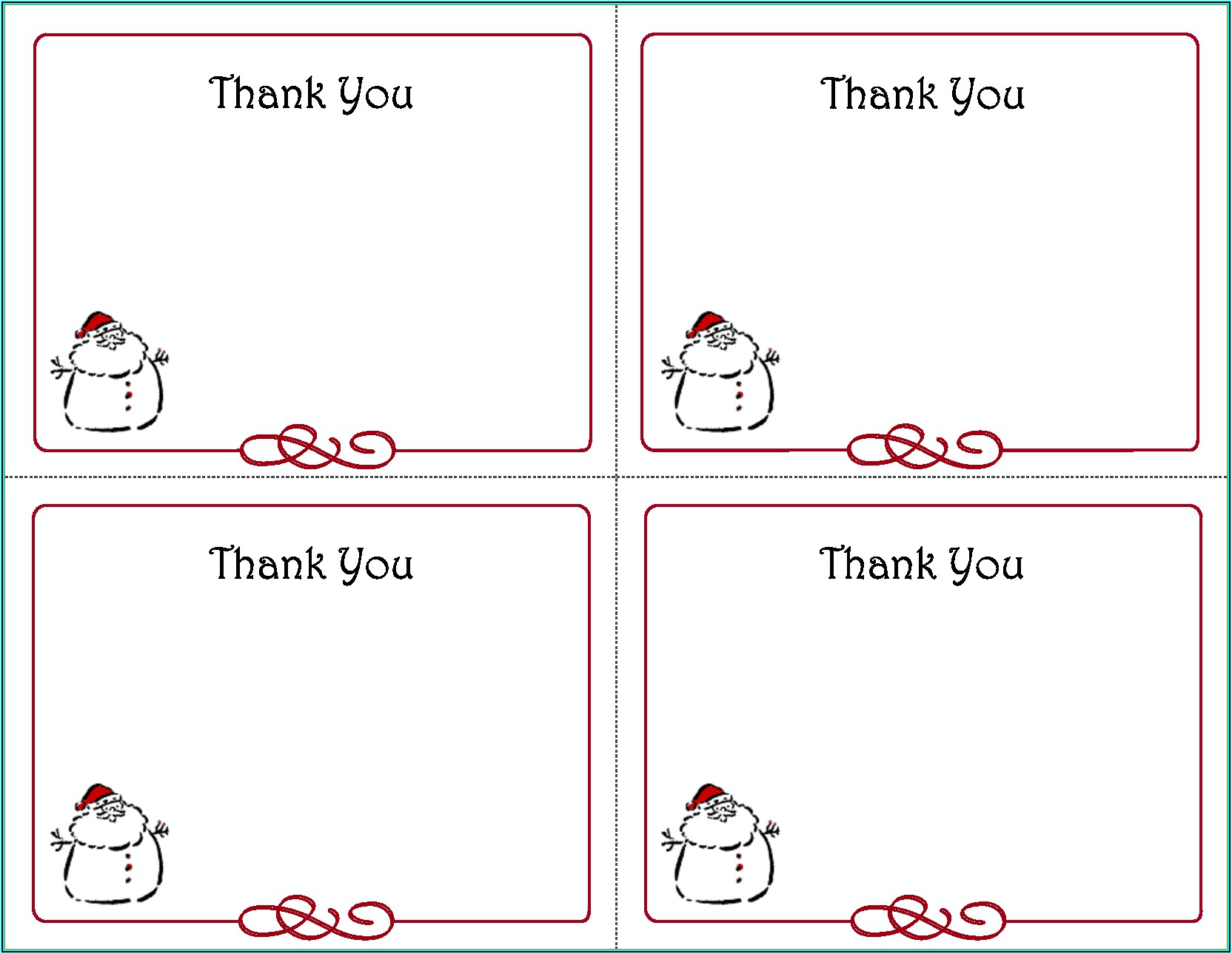 Thank You Note Card Template Free