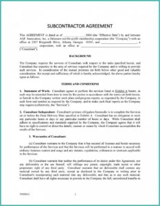 Transport Subcontractor Agreement Template Free