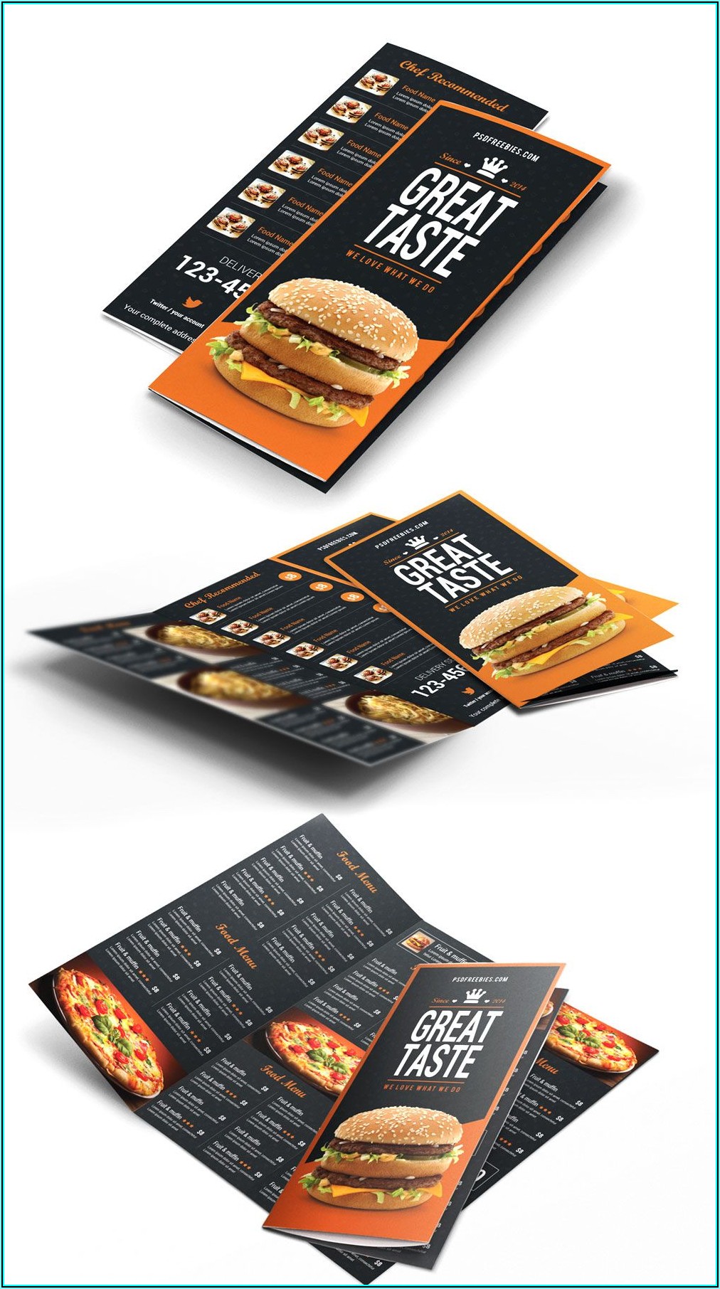 Tri Fold Brochure Restaurant Cafe Menu Psd Template Free Download