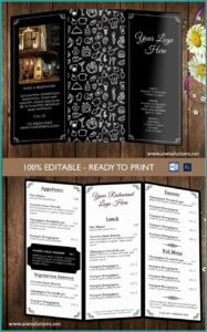 Tri Fold Wedding Menu Template Free