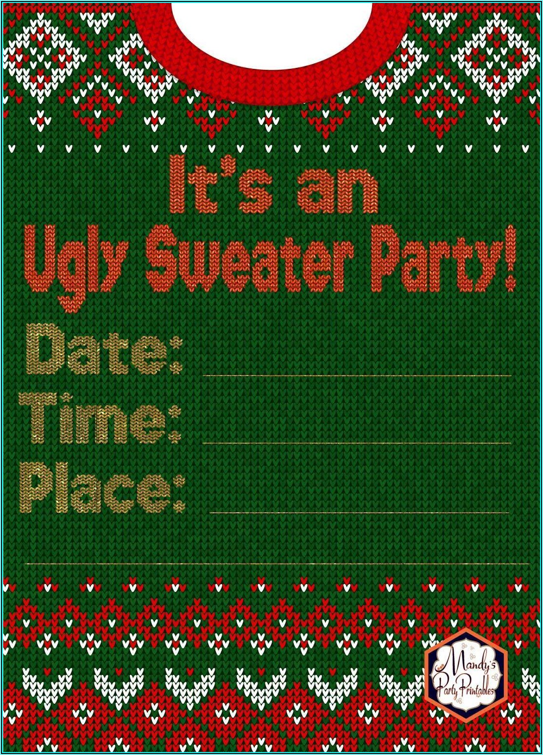 Ugly Sweater Party Invite Template Free