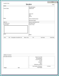 Ups Commercial Invoice Template Pdf