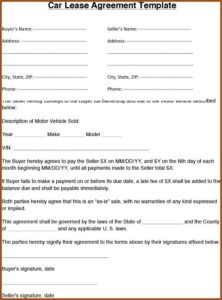 Vehicle Lease Agreement Template Free