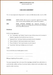 Vehicle Lease Contract Template