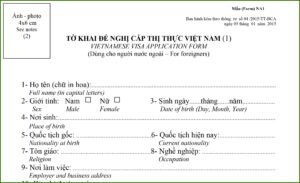 Vietnamese Visa Application Form Download