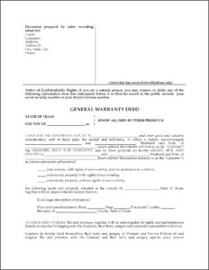 Warranty Deed Forms Texas
