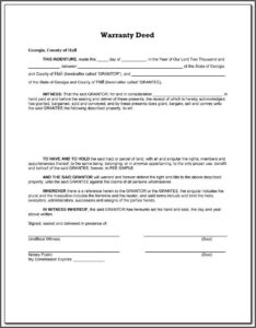 Warranty Deed Template Word