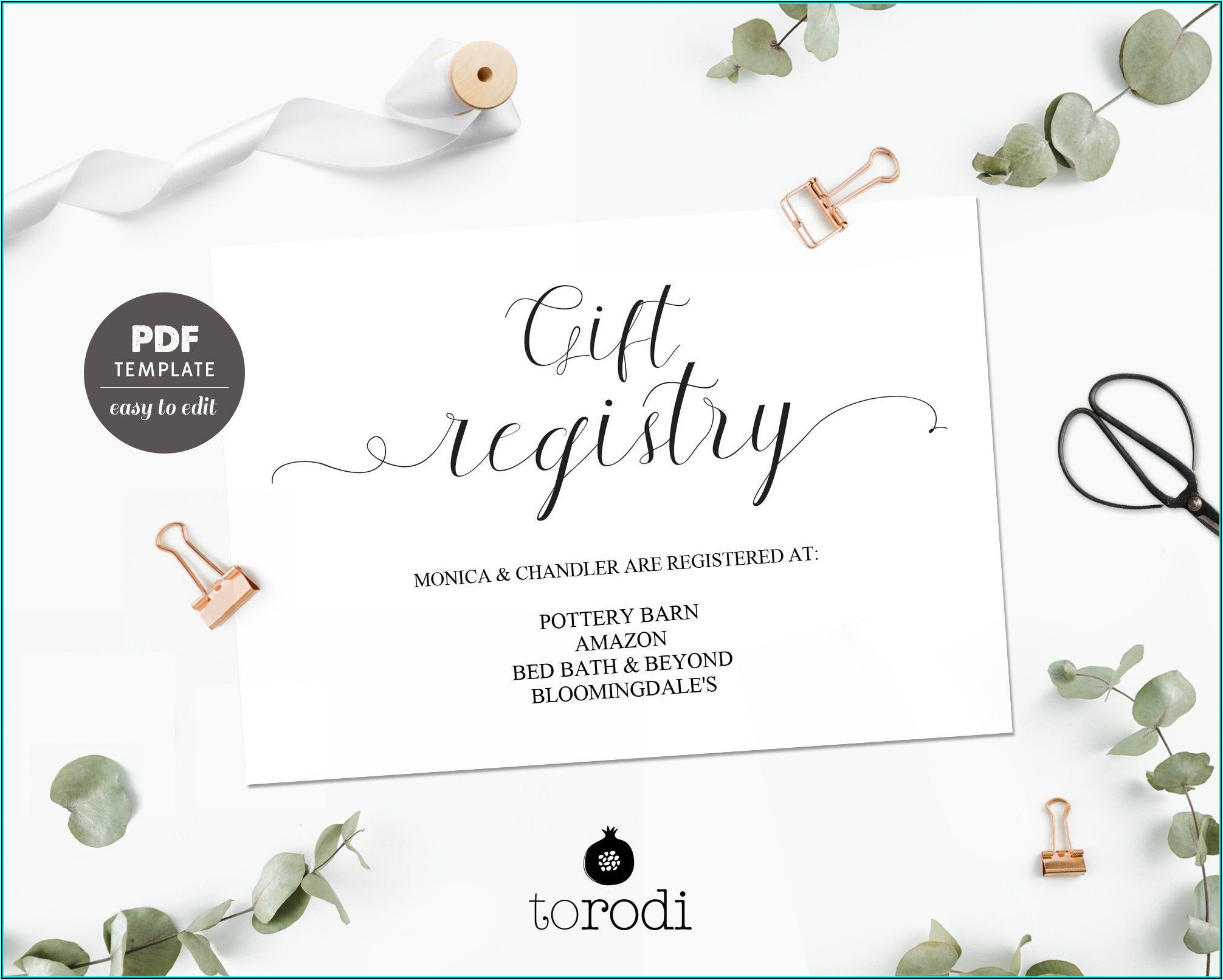 Wedding Gift Registry Card Template