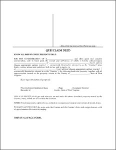 West Virginia Quit Claim Deed Form