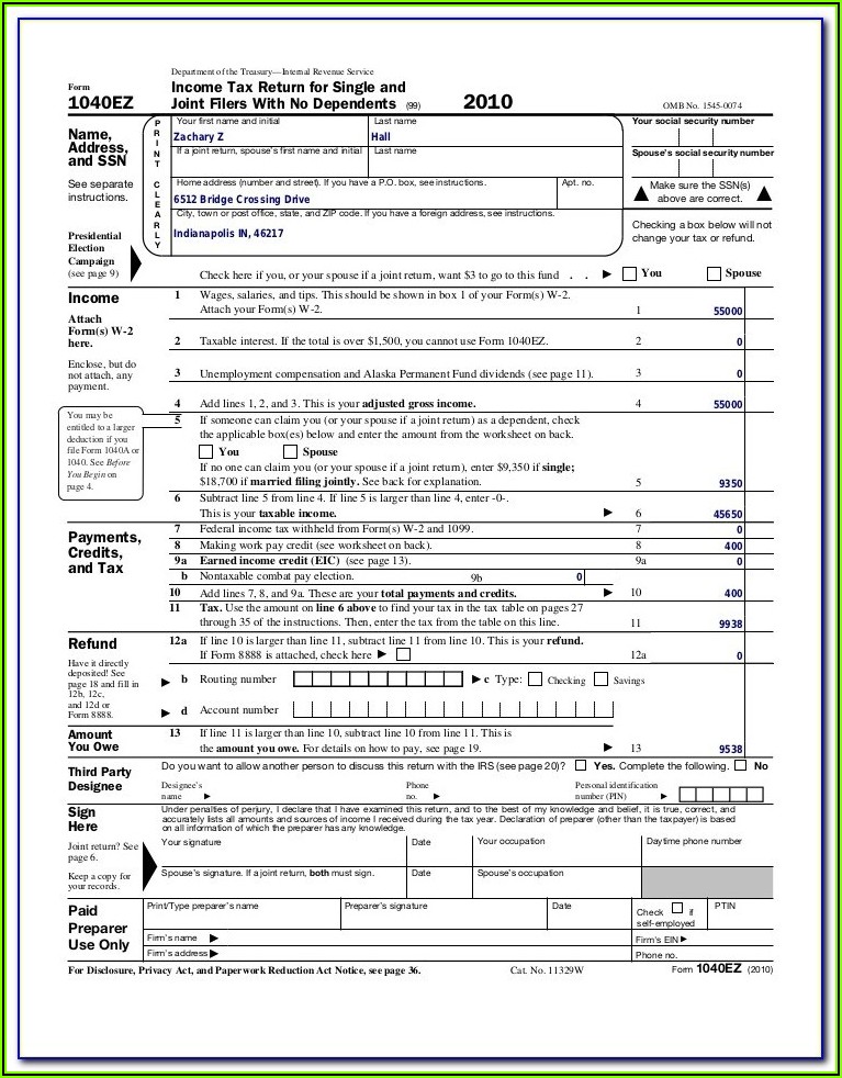 Printable Tax Forms 1040ez Form Resume Examples Ezvgypj9jk