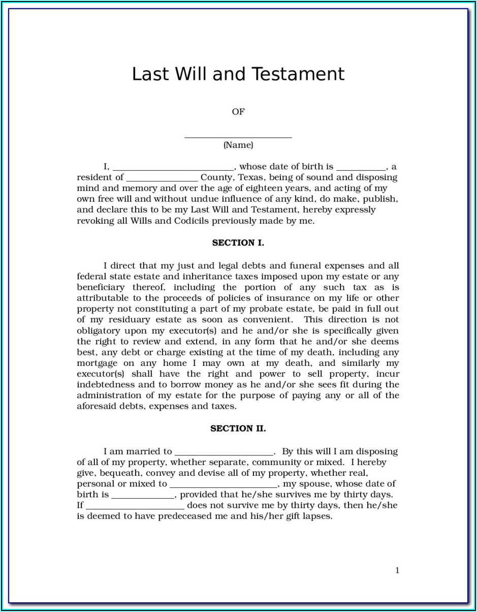 Wills And Testaments Templates