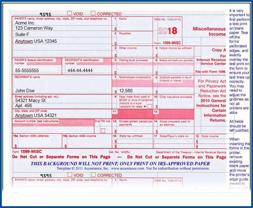 2019 Form 1099 Misc Template Word