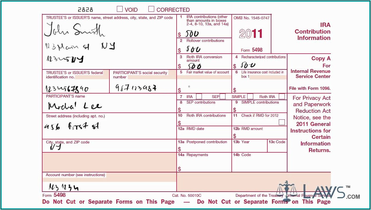 401k Rollover Form 5498