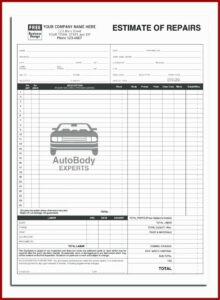 Auto Repair Estimate Form Excel