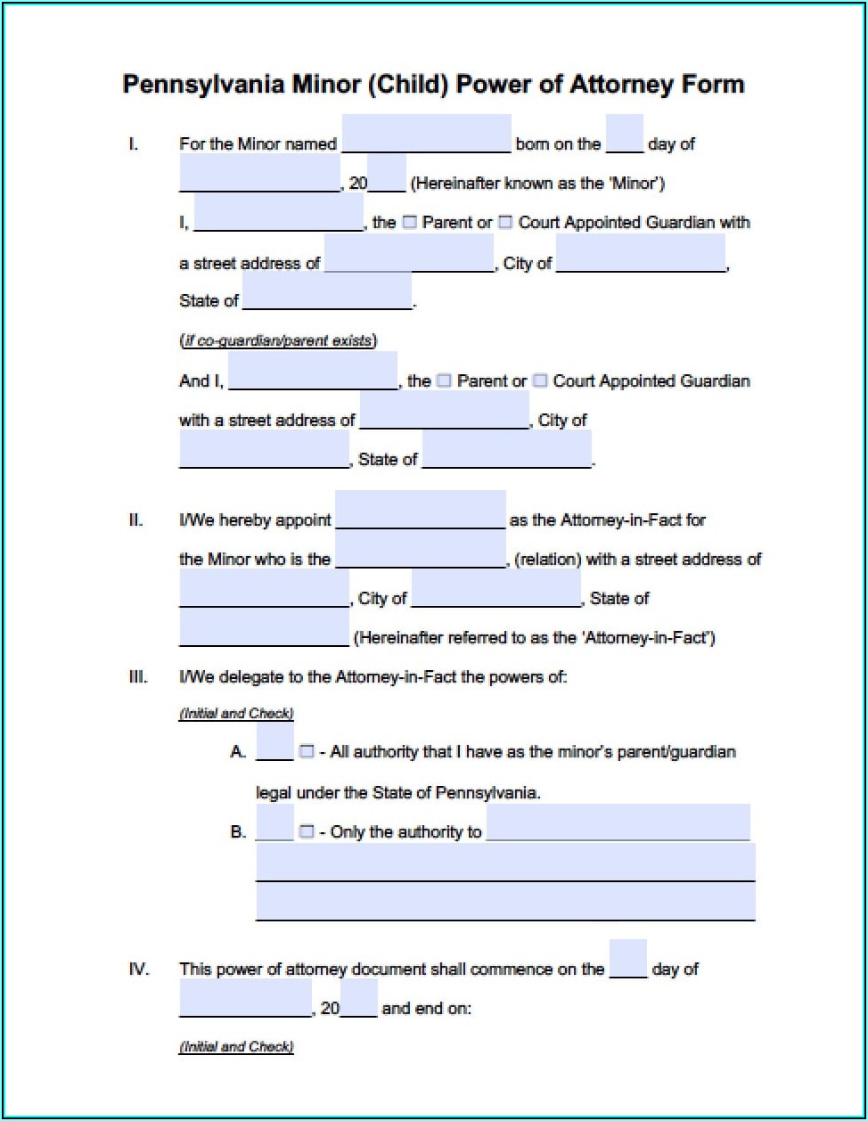 Blank Medical Power Of Attorney Form Pa