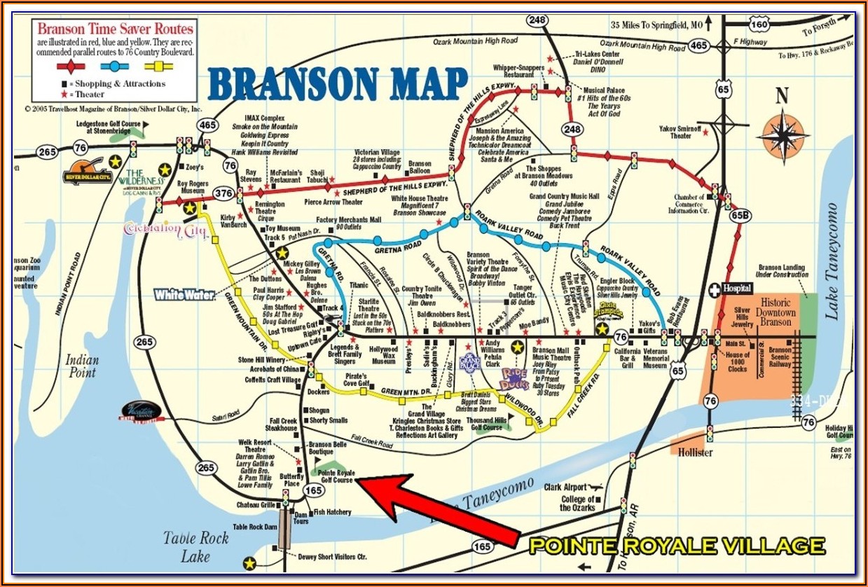 Branson Mo Lodging Map