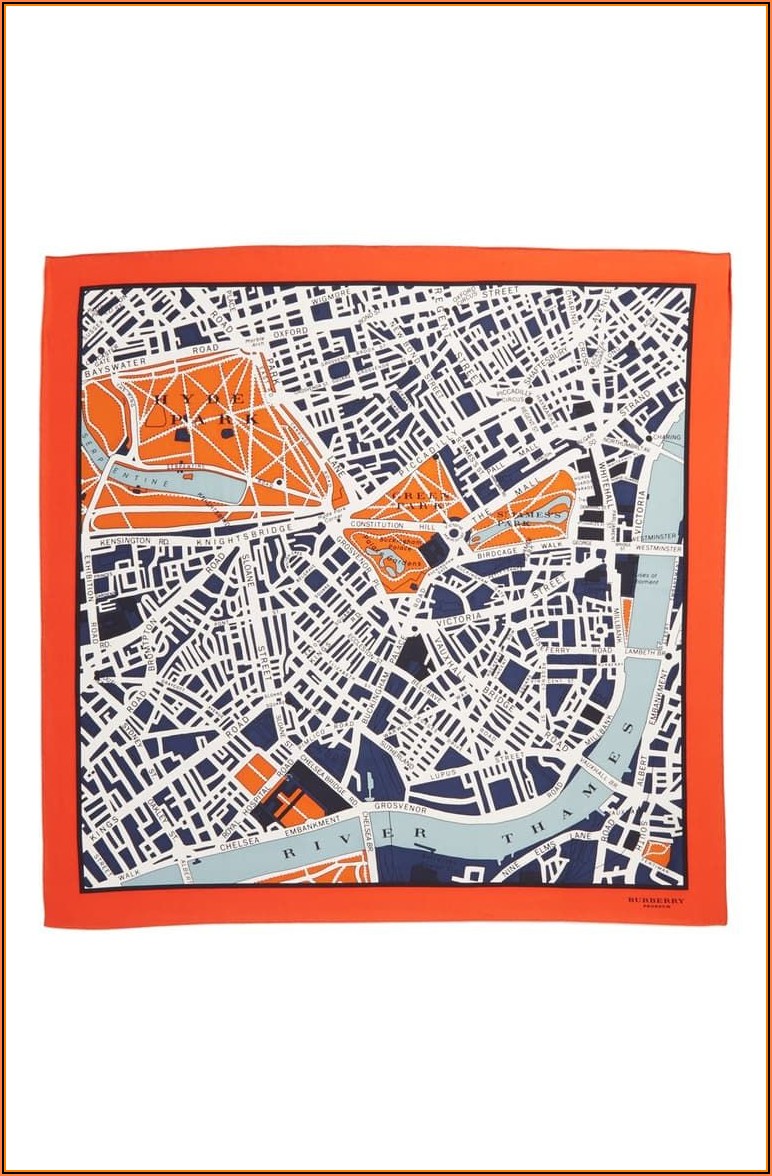 Burberry London Map Silk Scarf
