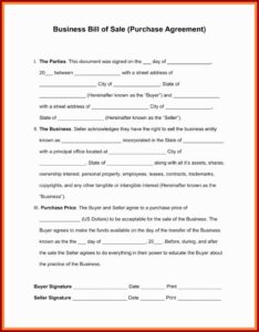 Business Purchase Agreement Template Free