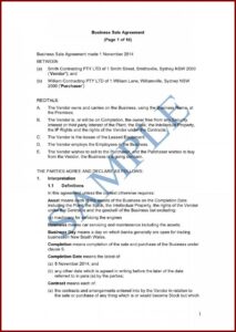 Business Purchase Agreement Template Free Uk