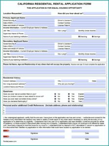 California Rental Application Form Pdf Free