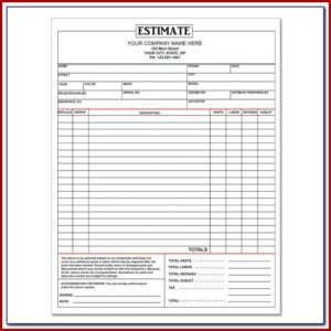 Car Repair Estimate Template Pdf