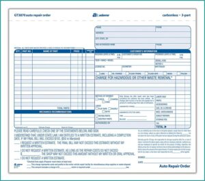 Carbonless Repair Order Forms