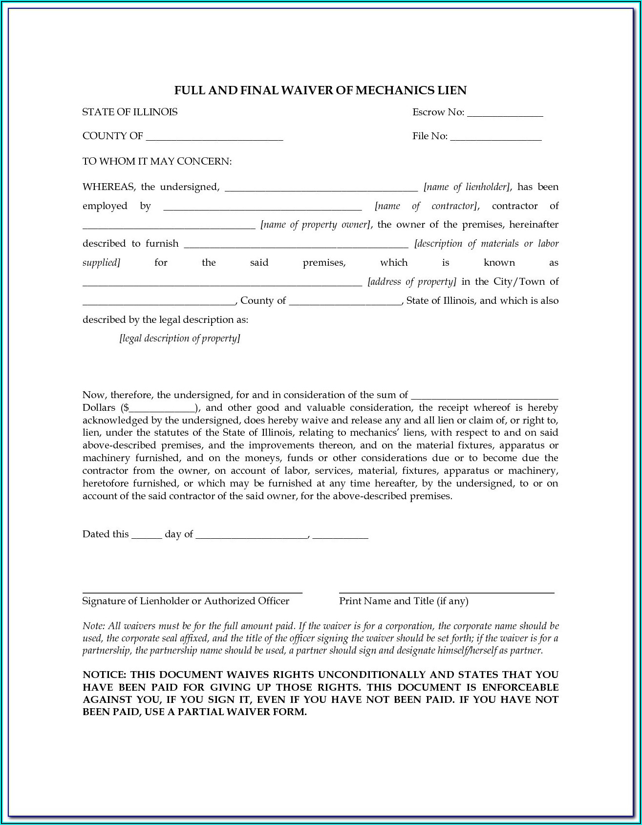 Carpool Waiver Form