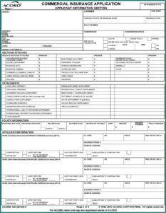 Commercial Insurance Application Acord Form