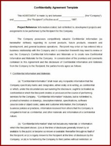 Confidentiality Agreement Template Word Free