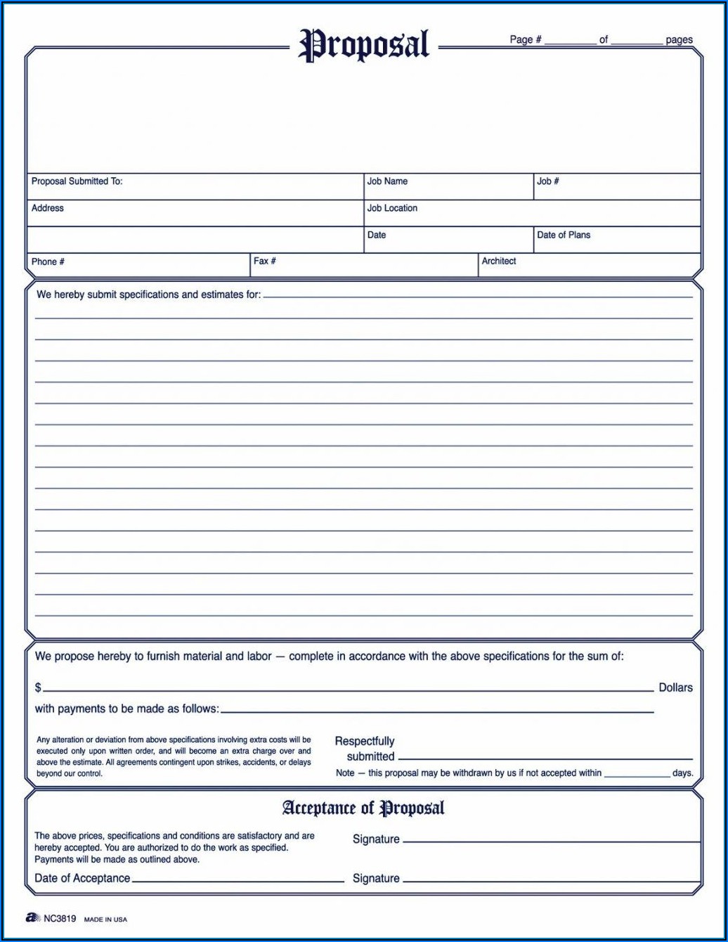 Construction Bid Form Template Free