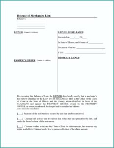 Construction Lien Waiver Form Illinois