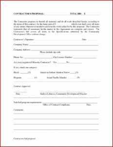 Contract Bid Forms Free