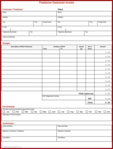Contractor Billing Invoice Template