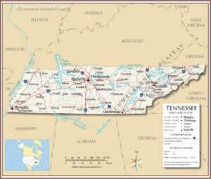 County Maps Of Tennessee With Cities
