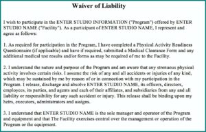Covid 19 Waiver Of Liability Form Template