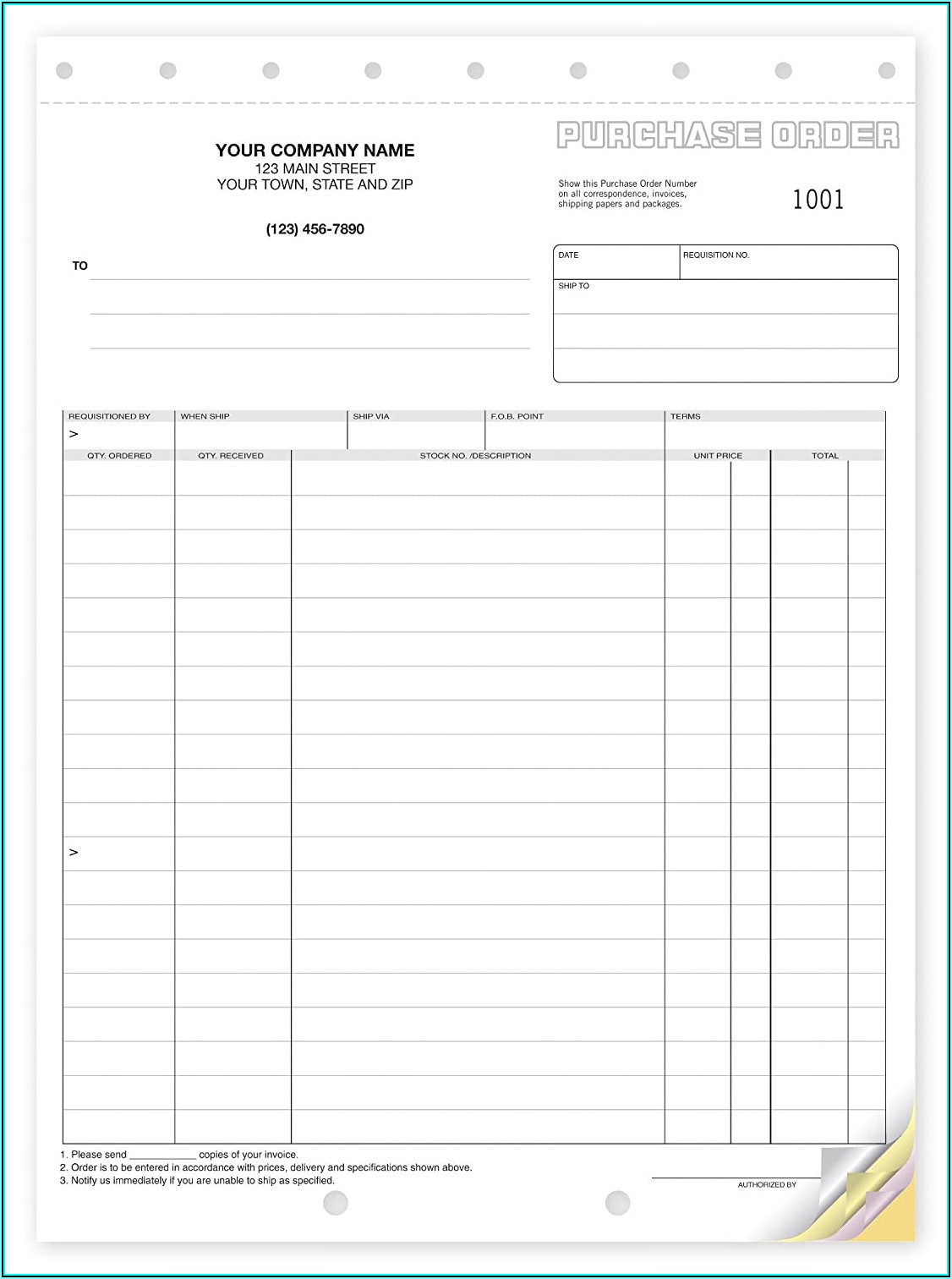 Custom Carbonless Purchase Order Forms