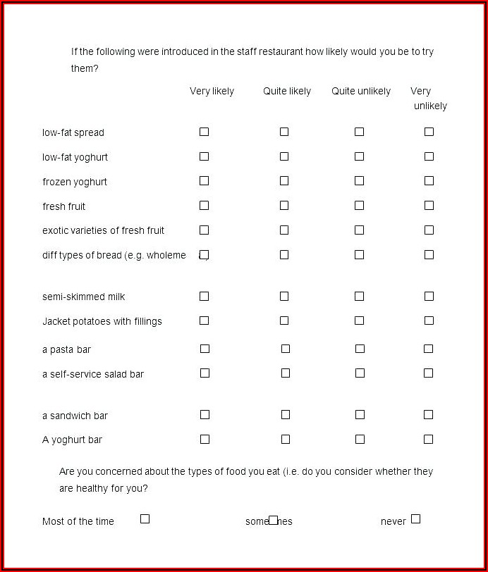 Customer Survey Templates Word