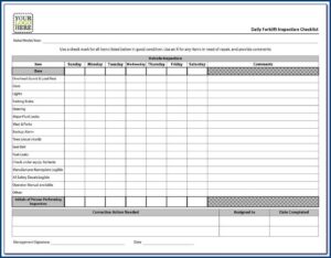 Daily Forklift Inspection Checklist Form