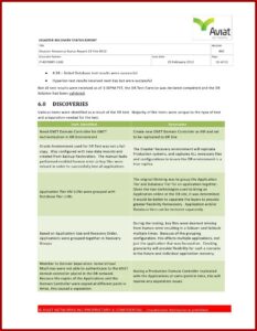 Disaster Recovery Status Report Template
