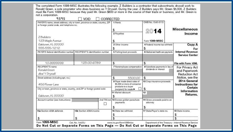 Downloadable Irs Form 1099 Misc