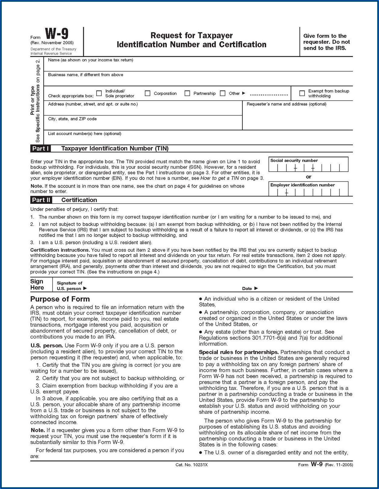 Downloadable Irs Form W 9