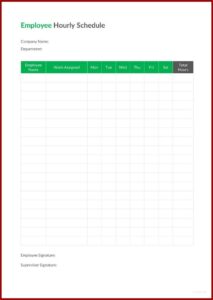 Employee Hourly Schedule Template