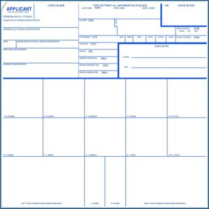Fbi Forms Fd 258 (fingerprint Card With Blue Lines)