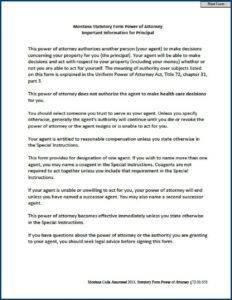 Financial Power Of Attorney Form Montana