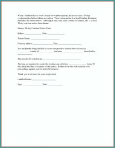 Form For Eviction Notice For Tenant