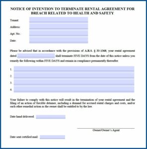 Free Arizona 5 Day Eviction Notice Form