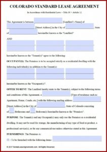 Free Colorado Residential Lease Agreement Template