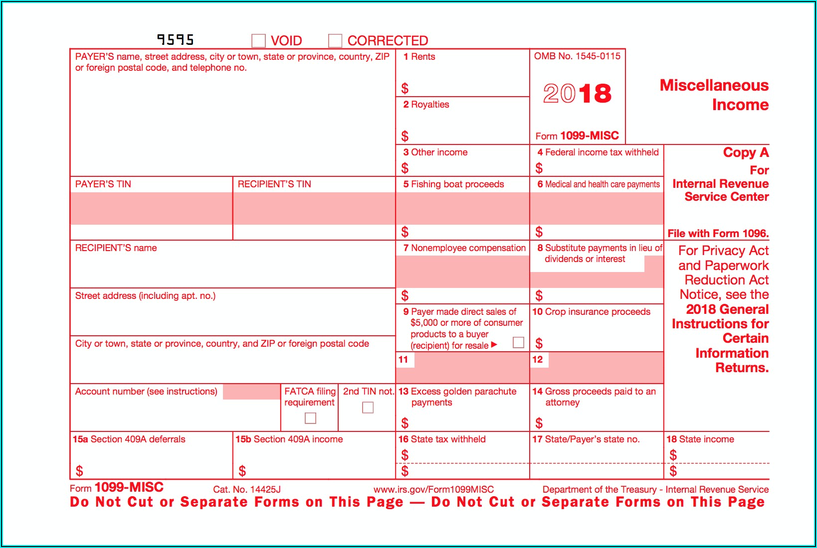 Free Downloadable 1099 Misc Form 2019
