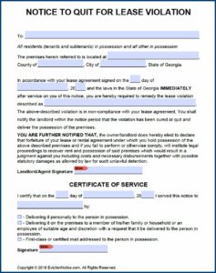Free Ga Eviction Notice Form