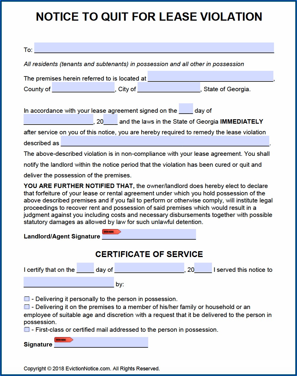 Free Ga Eviction Notice Form